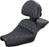 Explorer 2-Up Seat Black w/Backrest - For 04-20 Harley XL