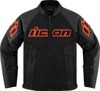 ICON Mesh AF Leather Jacket Black/Red Men's L - Durable mesh and leather riding jacket