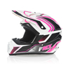 FMX N-600 Large Motocross Helmet, White & Pink, Double D Closure, DOT Approved