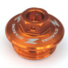 Orange Billet Oil Filler Plug w/ Safety Wire Holes - M24 x 3 Threads w/ 30mm Head - 14mm Hex