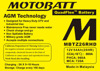 MotoBatt MBTZ26RHD Quadflex AGM Sealed Battery Universal - Quadflex AGM battery, maintenance-free, universal fit