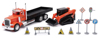 Peterbilt 379 Flatbed Truck Roadwork Playset 1:32 Scale New Ray Toys