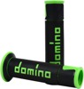 Domino Racing A450 Road Racing Grips Black/Green Pair - Dual-compound grips, 22mm bars, Black/Green, pair