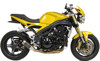 Black Center Slip On Exhaust - for 05-07 Triumph Speed Triple w/ Rear O2 Sensor