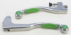 Aluminum & Green Grip Brake & Clutch Lever Set - For 94-96 KX100 KX80 Aluminum & Green Grip Brake & Clutch Lever Set - For 94-96 KX100 KX80