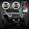 4In Black RGB LED Jeep Wrangler Fog Light XKchrome Bluetooth App Controlled Kit
