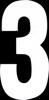#3 4" Tall White "Extreme" Stick-On Race Numbers - 3 Pack #3 4" Tall White "Extreme" Stick-On Race Numbers - 3 Pack