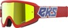 EKS Brand Flat Out Mirror Goggle Red/White/Blue Metallic Gold Mirror - Offroad goggle with blue mirror lens by EKS Brand EKS Brand Flat Out Mirror Goggle Red/White/Blue Metallic Gold Mirror - Offroad goggle with blue mirror lens by EKS Brand