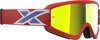 EKS Brand Flat Out Mirror Goggle Red/White/Blue Metallic Gold Mirror - Offroad goggle with blue mirror lens by EKS Brand