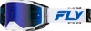 FLY RACING Zone Pro Goggle White/Blue Dark Blue Mirror - Premium goggles with anti-fog lens