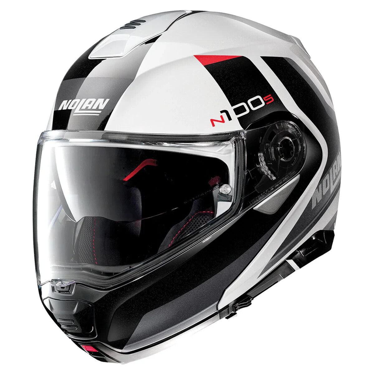 Nolan Helmets N100-5 Hilltop Modular Helmet Metal White/Black 3XL - Click Image to Close