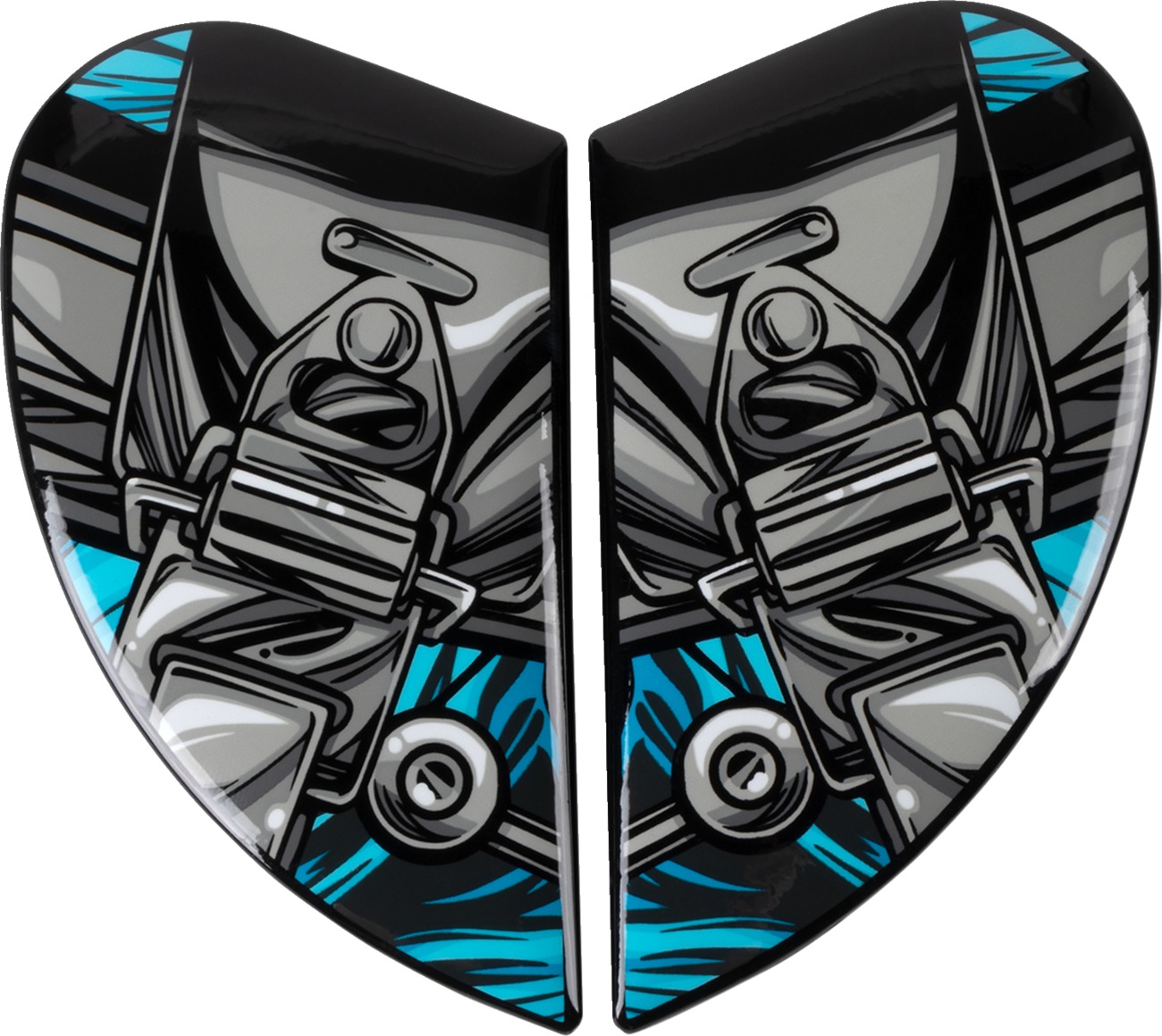 ICON Airframe Pro Helmet Side Plates Outbreak Blue Silver One Size - Replacement side plates for Icon Airframe Pro helmets - Click Image to Close