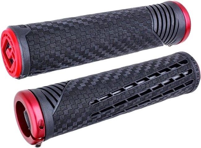 ODI CF11 V2.1 BMX Grips Pearl Black/Red Matte Red - Precision BMX grips with lock-on system - Click Image to Close