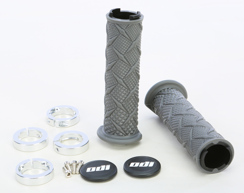 ODI ATV X-Treme Lock-On Grips Silver - Lock-on grips for ATV, color Silver/Grey - Click Image to Close