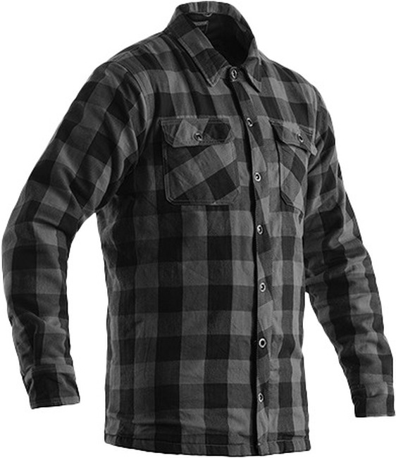 RST Kevlar Lumberjack CE Shirt Grey Check XS - CE-rated Kevlar shirt in grey check, size XS - Click Image to Close