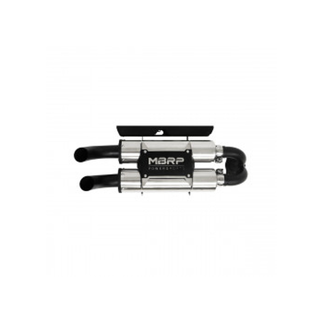 MBRP Power Tech 4 Dual Slip-On Exhaust Silver Fits 16-21 RZR XP Turbo - Click Image to Close