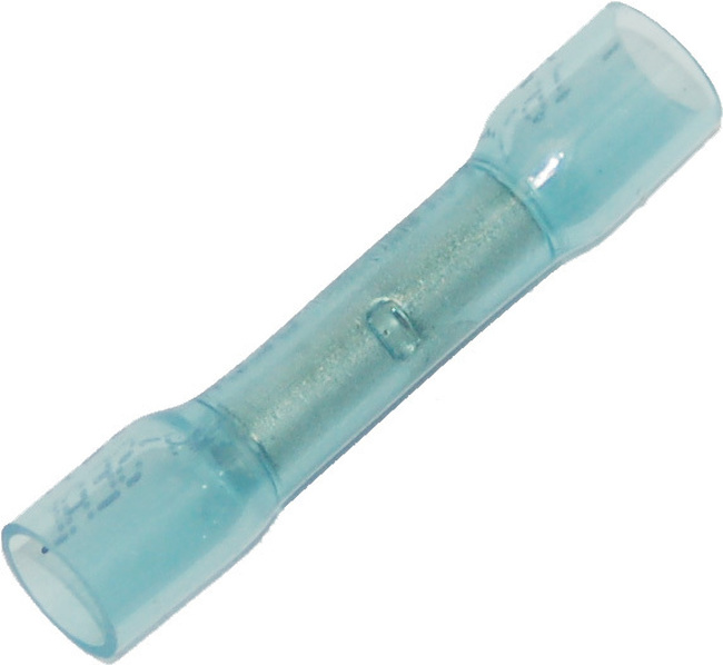 NAMZ Heat Sealable Butt Splice Connectors 16-14 AWG Blue 25 Pack - Heat-sealable butt splices, 16-14 AWG, 25 pack - Click Image to Close