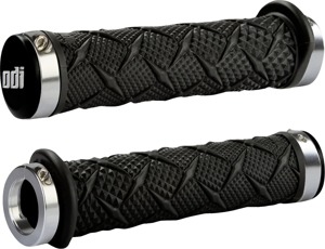 ODI Xtreme Lock-On ATV Grips Black Silver Pair - Slip-free lock-on grips for ATVs, black/silver