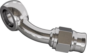 Goodridge 45 Degree Banjo Adapter for 3/8 or M10 Bolt, Silver - Banjo adapter for 3/8 or M10 bolts, silver finish