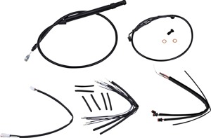 Burly Brand 14in Ape Handlebar Cable Kit Black For Harley-Davidson - Complete cable kit for 14in ape bars For Harley-Davidson