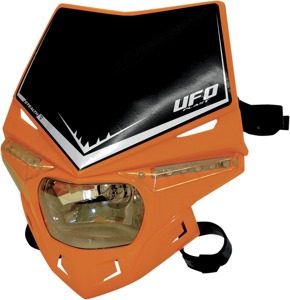 UFO Stealth Two-Piece Headlight System Universal Orange - Universal fit headlight system with LEDs