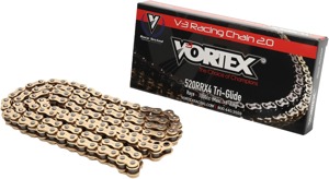 Vortex V3 2.0 Gold X-Ring Chain 520RRX4-120 Road Race Only - Road race only X-ring chain, 120 links, gold