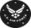 Custom Engraving TC Timer Cover Air Force Black - Black billet timer cover, Air Force design
