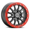 Raceline Alpha Beadlock Wheel 15x10 Gunmetal/Red 5x114.3 +25 For Polaris RZR