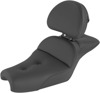 Explorer Stitched 2-Up Seat Black Gel w/Backrest - For 04-20 HD XLC