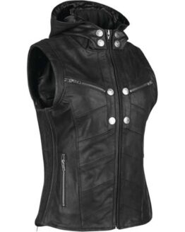 Hells Belles Leather Vest Black Womens - 2XL