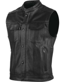 Band Of Brothers Leather Vest Black - 3XL