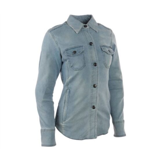 Speed Society Armored Moto Shirt Denim Blue Womens XS