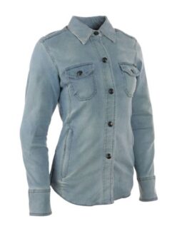 Speed Society Armored Moto Shirt Denim Blue Womens Small