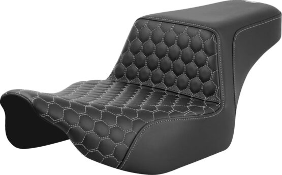 Saddlemen Step-Up Seat Extended Reach Honeycomb Silver Stitch FL 23-24