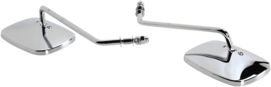 Drag Specialties Rectangular Chrome Side View Mirrors Pair Long Stem - Image 2