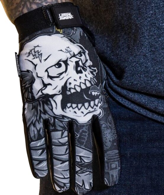 Lethal Threat Good N Evil Skulls Gloves Men's Large Black/Red - Image 2
