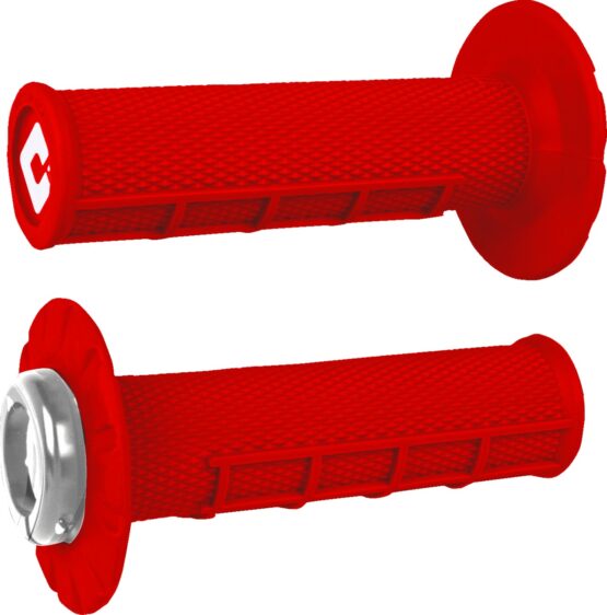 ODI Half Waffle V2.1 Lock-On Grips Red Silver 7/8" Bars