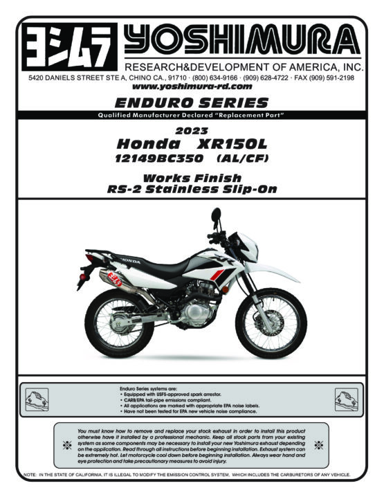 Yoshimura RS-2 Slip-On Exhaust Stainless For 2023+ Honda XR150L - Image 2
