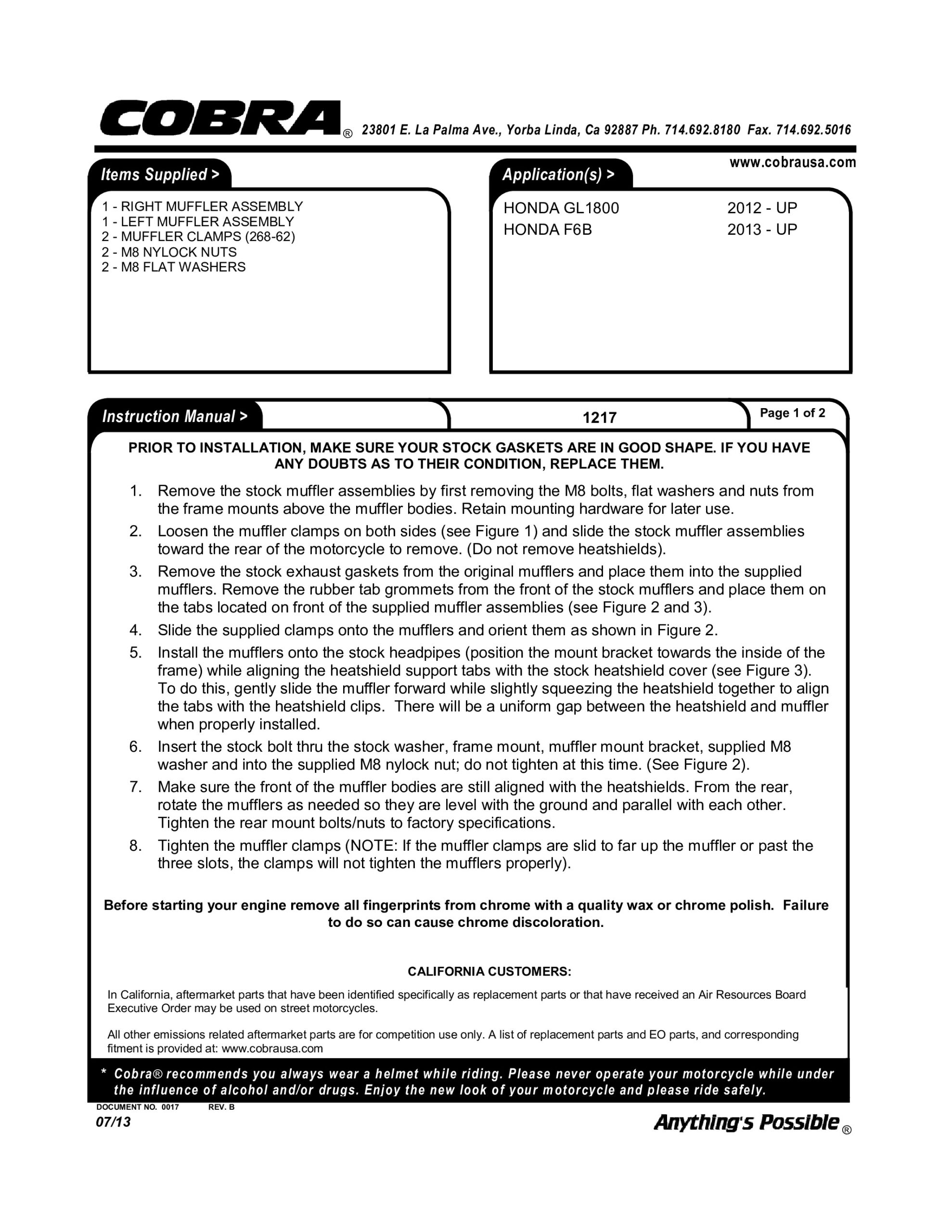 Six-2-Six Chrome Dual Slip On Exhaust - Image 3