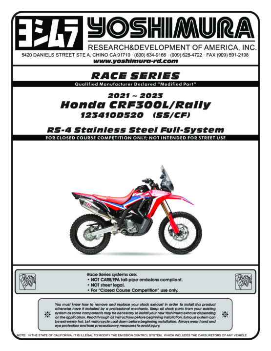 Yoshimura RS-4 Race Full Exhaust System Silver Fits 21-25 Honda CRF300L - Image 2