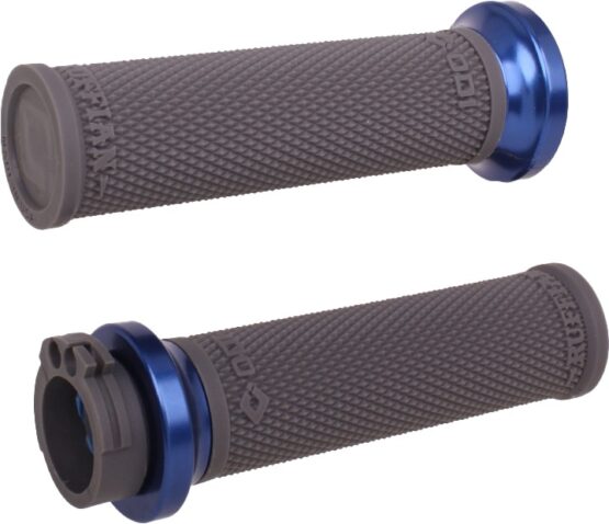 ODI Ruffian Lock-On Grips Graphite/Blue for V-Twin