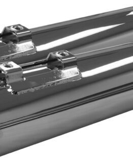 Comp-S Slash Slip On Exhaust Mufflers - Chrome w/ Black Ends