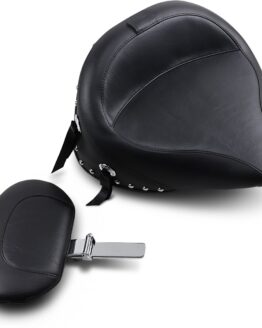 Wide Concho Studded Solo Seat Black w/Backrest