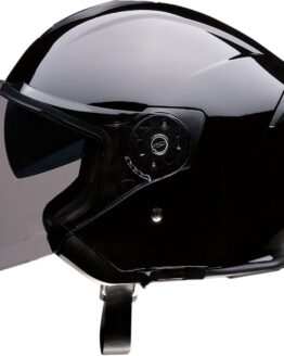 Road Max Solid Open Face Street Helmet Gloss Black 2X-Large