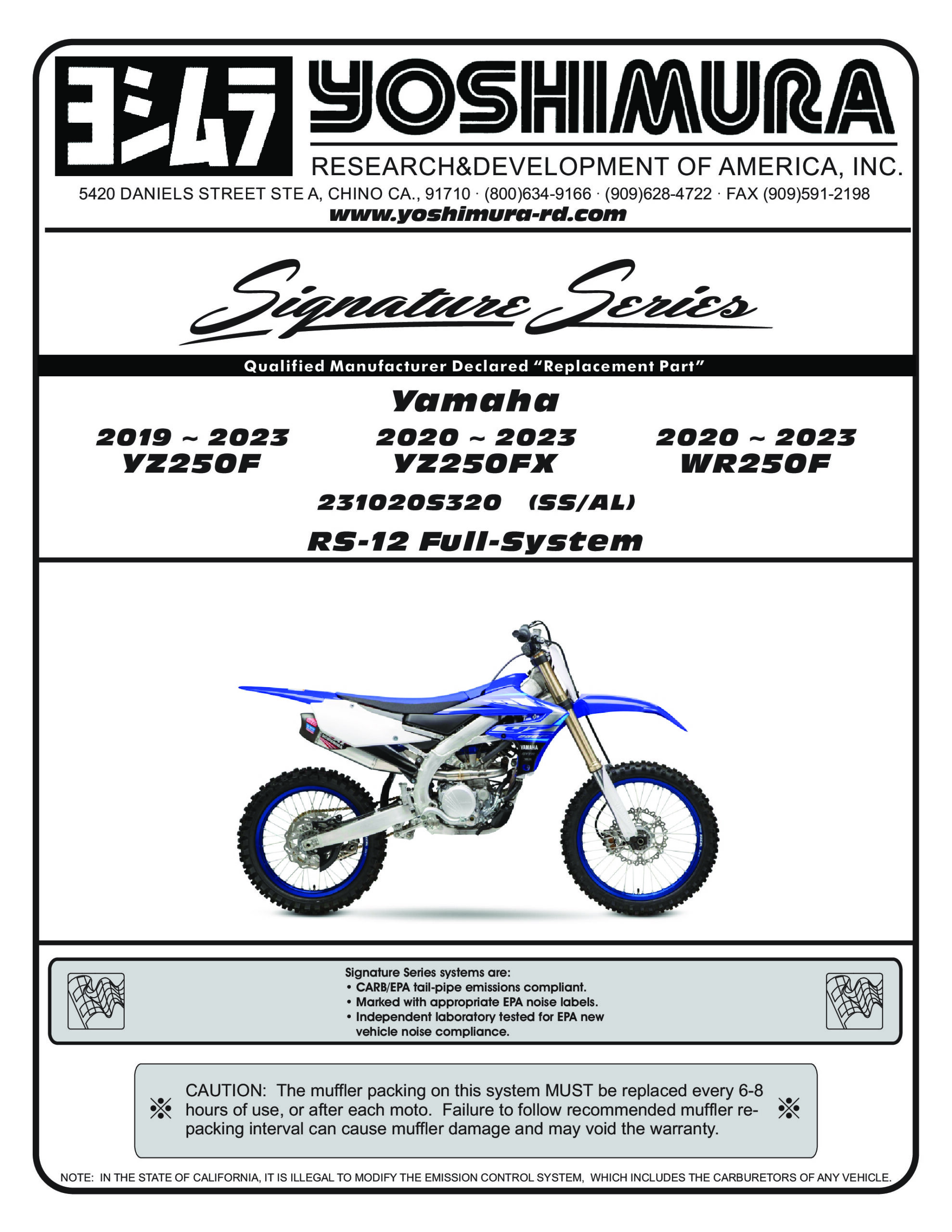 Yoshimura RS-12 Stainless Full Exhaust Aluminum Muffler Fits 19-24 YZ250F - Image 5