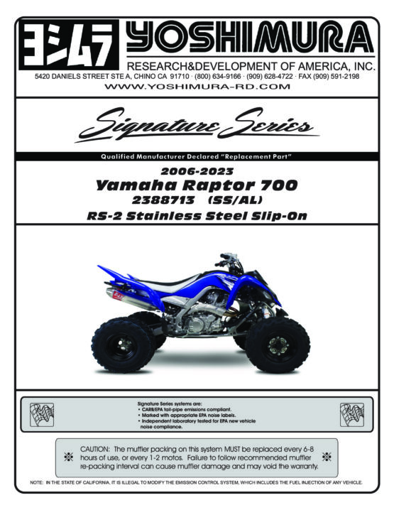 Yoshimura RS2 Aluminum Slip-On Exhaust w/ Spark Arrestor Fits 06-23 Raptor 700 - Image 3