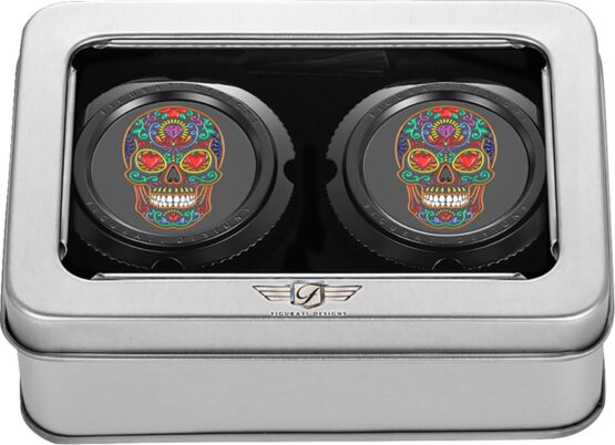 FIGURATI DESIGNS Front Axle Nut Cover Sugar Skull Black Harley-Davidson - Image 2