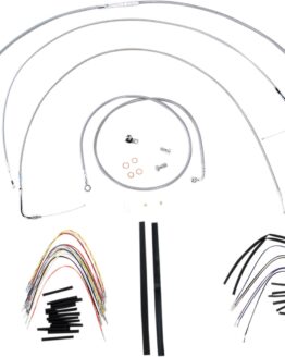 Extended Braided S.S. Control Cable Kit for Softails - 18" tall bars