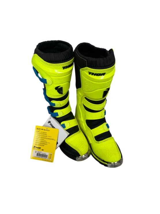 Blitz XP Dirt Bike Boots - Black & Flo Acid MX Sole Men's Size 7 - Image 4