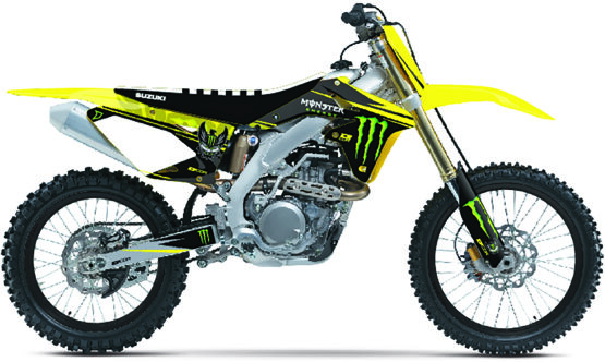 Monster Energy Complete Graphics Kit White Background Fits 18-19 Suzuki RMZ